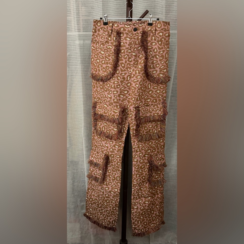 Leopard Print Fringe Pants